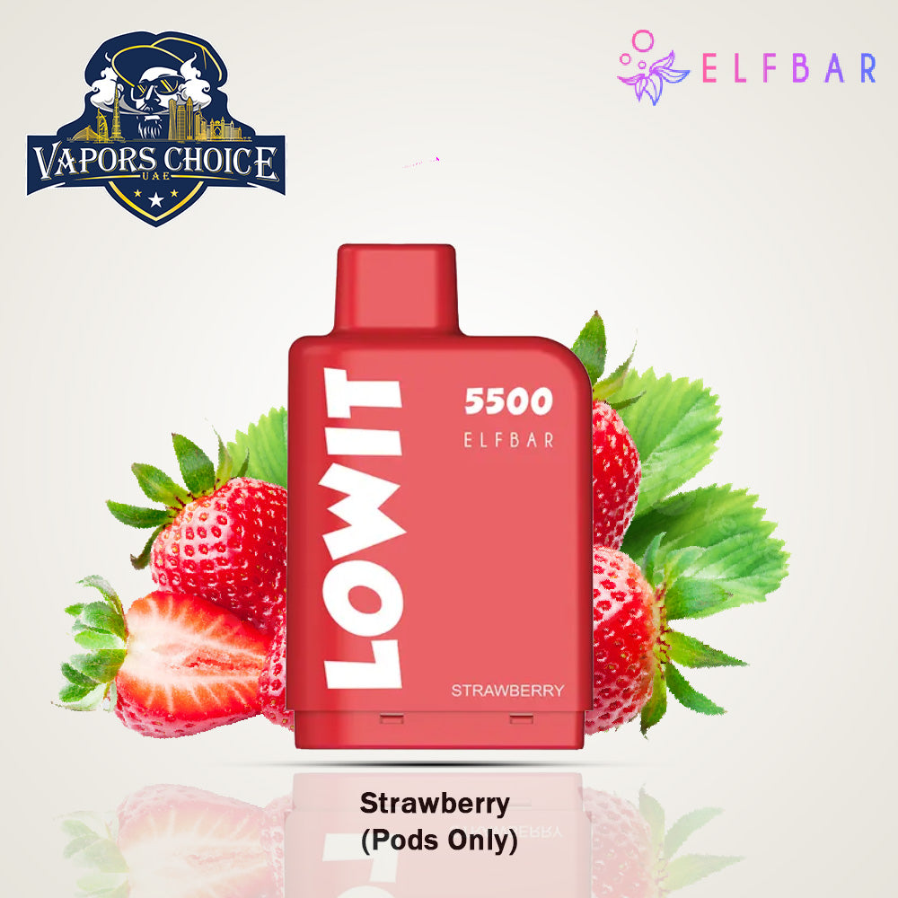 ELFBAR LOWIT (20mg) 5500 PUFFS - DISPOSABLE VAPE PRE-FILLED POD Strawberry Pods UAE Al Sharjah & Ajman