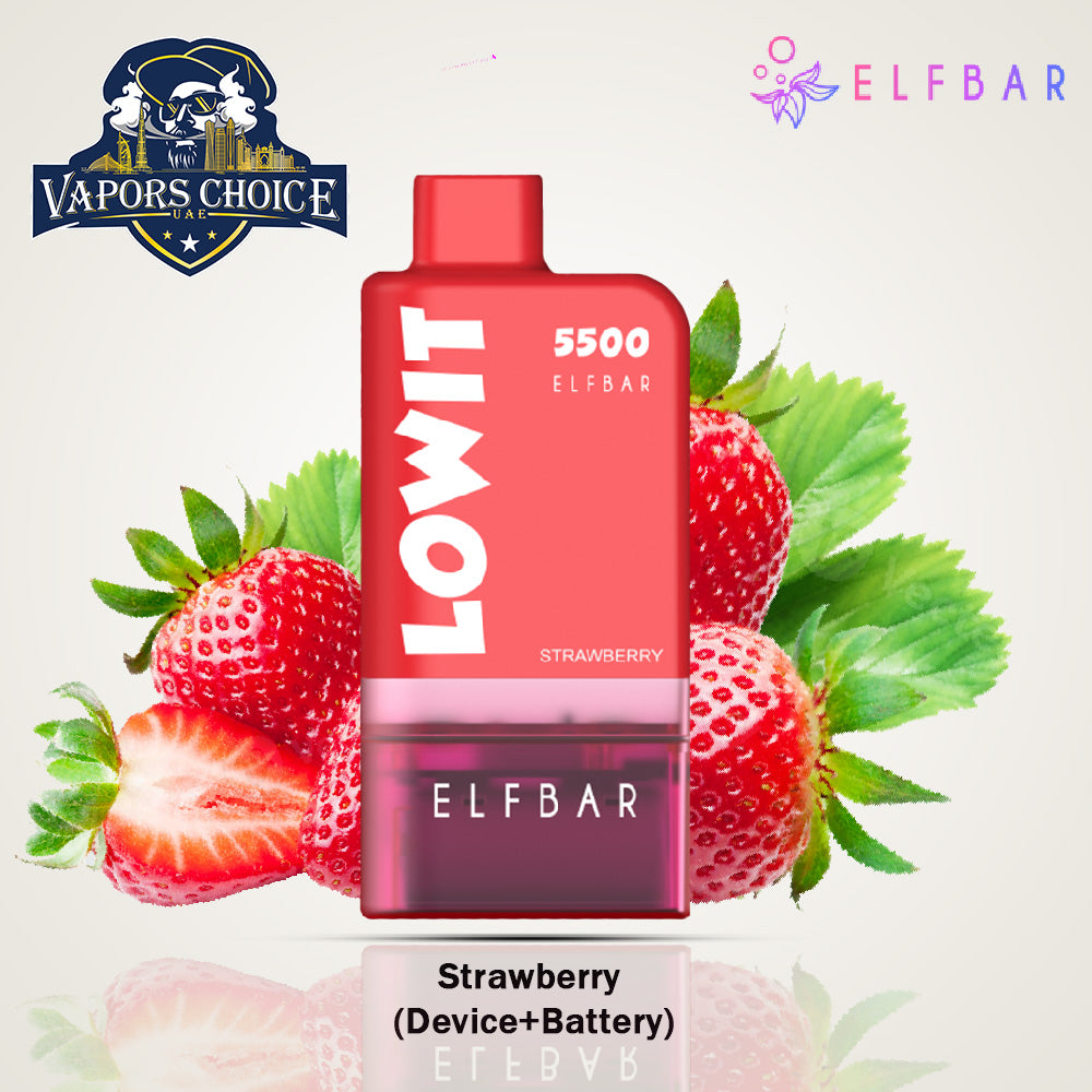 ELFBAR LOWIT (20mg) 5500 PUFFS - DISPOSABLE VAPE PRE-FILLED POD Strawberry UAE Dubai & Al Sharjah