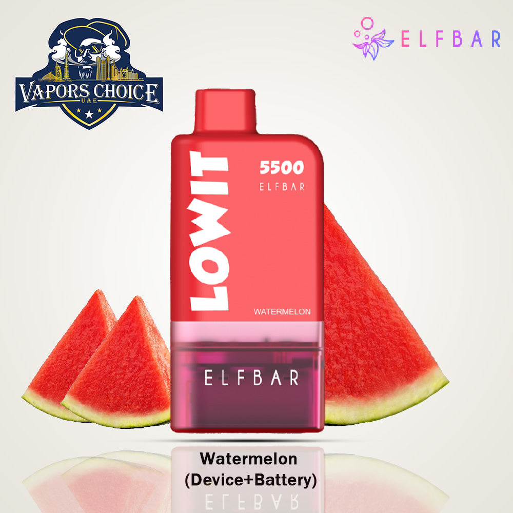 ELFBAR LOWIT (20mg) 5500 PUFFS - DISPOSABLE VAPE PRE-FILLED POD Watermelon UAE Al Ain & Ajman