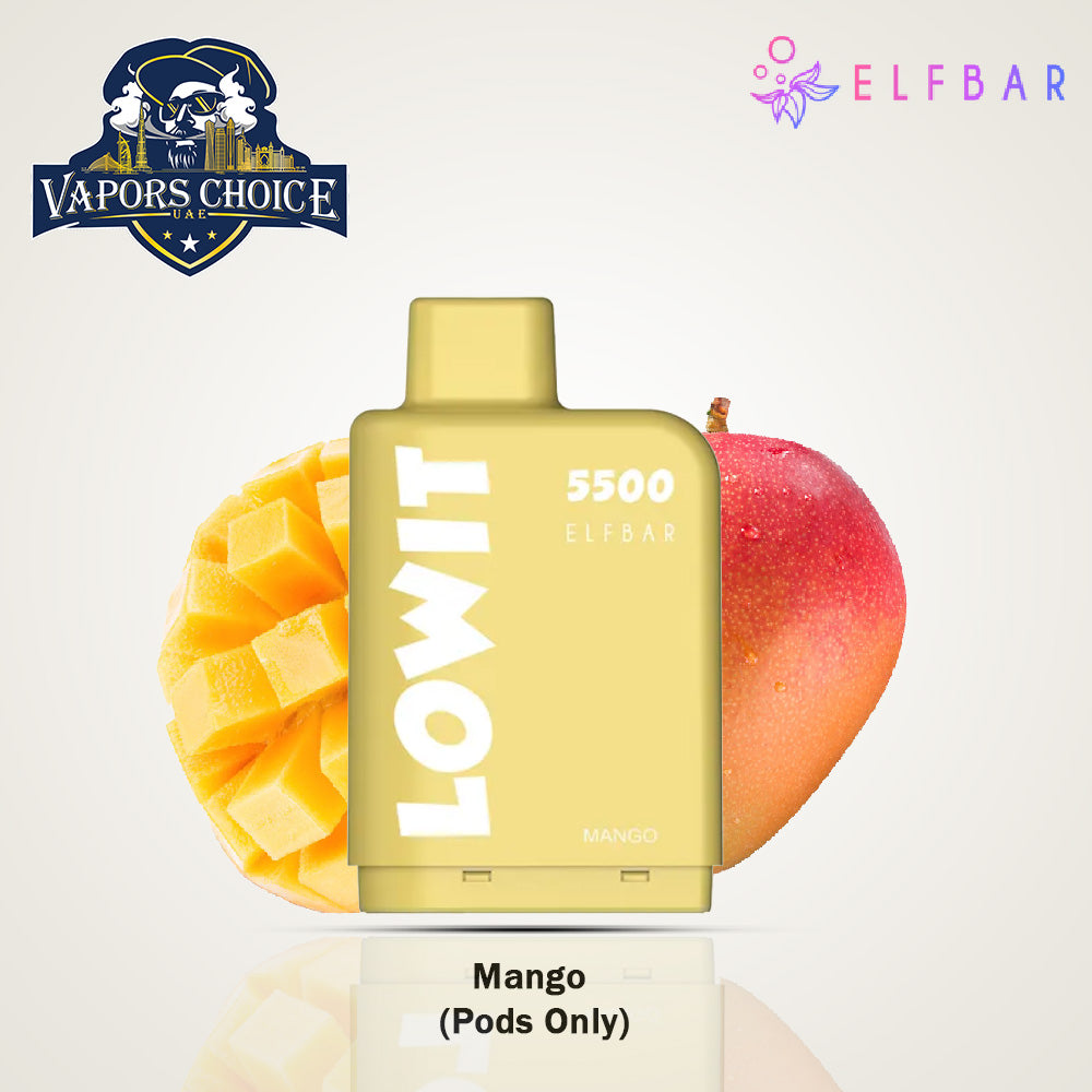 ELFBAR LOWIT (20mg) 5500 PUFFS - DISPOSABLE VAPE PRE-FILLED POD Mango Pods UAE Abu Dhabi & Dubai