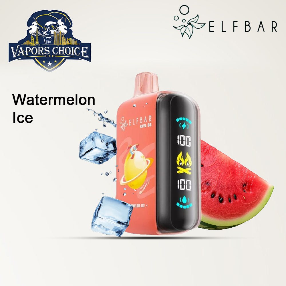 ELFBAR RAYA D3 (50mg) 25000 PUFFS - DISPOSABLE VAPE Watermelon Ice UAE Abu Dhabi & Al Ain