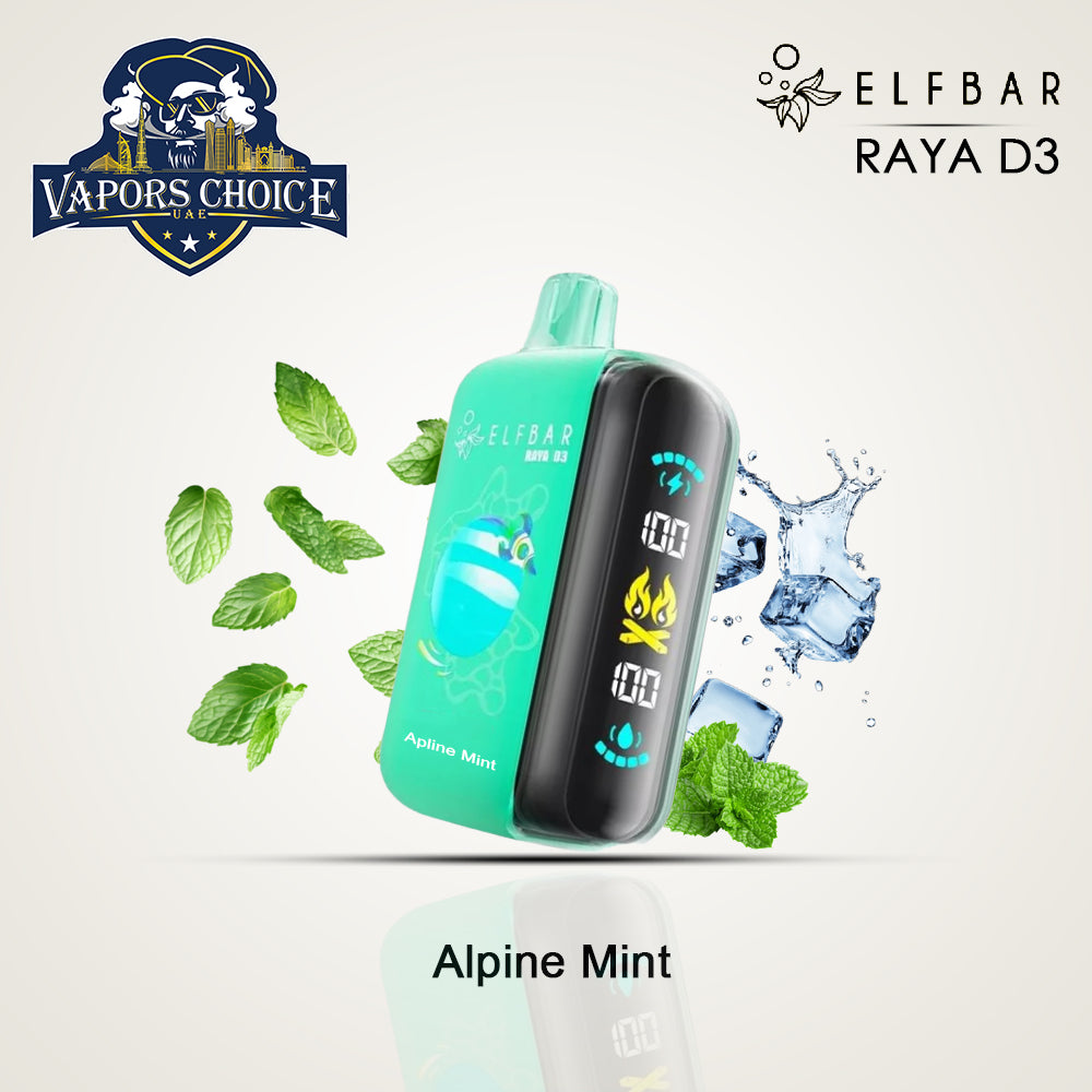 ELFBAR RAYA D3 (50mg) 25000 PUFFS DISPOSABLE VAPE Alpine Mint UAE Abu  Dhabi