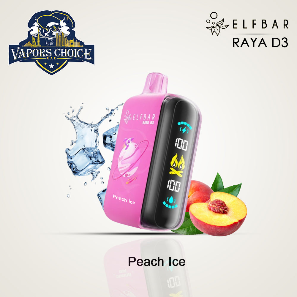 ELFBAR RAYA D3 (50mg) 25000 PUFFS DISPOSABLE VAPE Peach Ice UAE Dubai & Sharjah