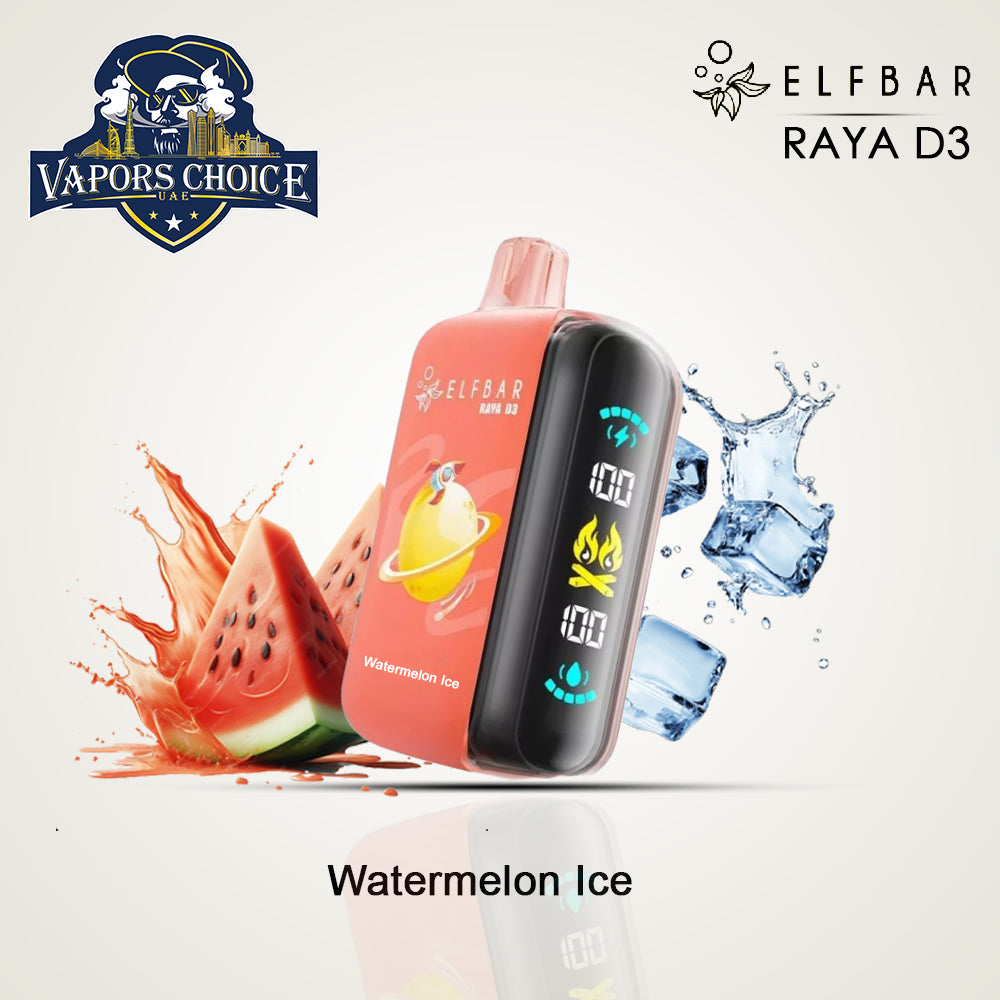 ELFBAR RAYA D3 (50mg) 25000 PUFFS DISPOSABLE VAPE Watermelon Ice UAE Dubai & Fujairah