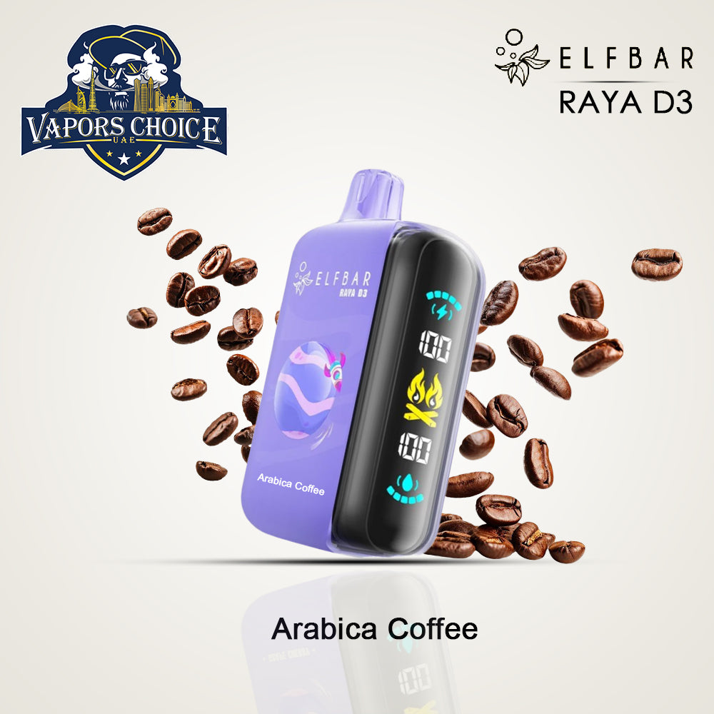 ELFBAR RAYA D3 (50mg) 25K PUFFS DISPOSABLE VAPE Arabica Coffee UAE Abu Dhabi