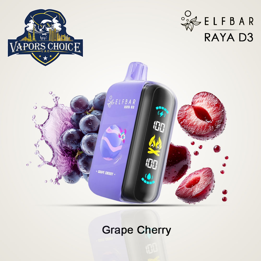 ELFBAR RAYA D3 (50mg) 25K PUFFS DISPOSABLE VAPE Grape Cherry UAE Abu Dhabi