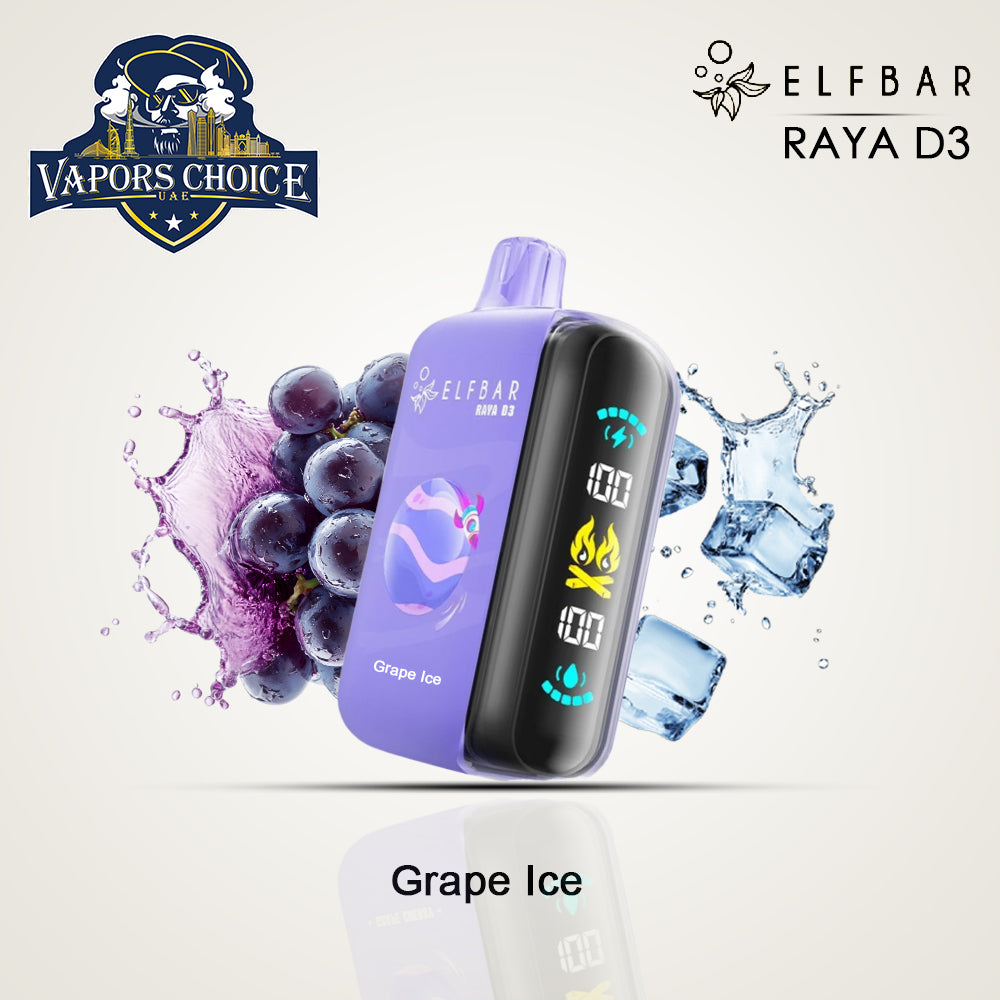 ELFBAR RAYA D3 (50mg) 25K PUFFS DISPOSABLE VAPE Grape Ice UAE Abu Dhabi