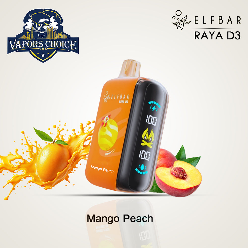 ELFBAR RAYA D3 (50mg) 25K PUFFS DISPOSABLE VAPE Mango Peach UAE Abu Dhabi