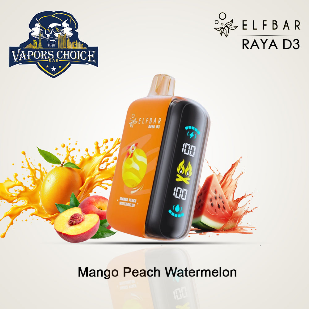 ELFBAR RAYA D3 (50mg) 25K PUFFS DISPOSABLE VAPE Mango Peach Watermelon UAE Abu Dhabi