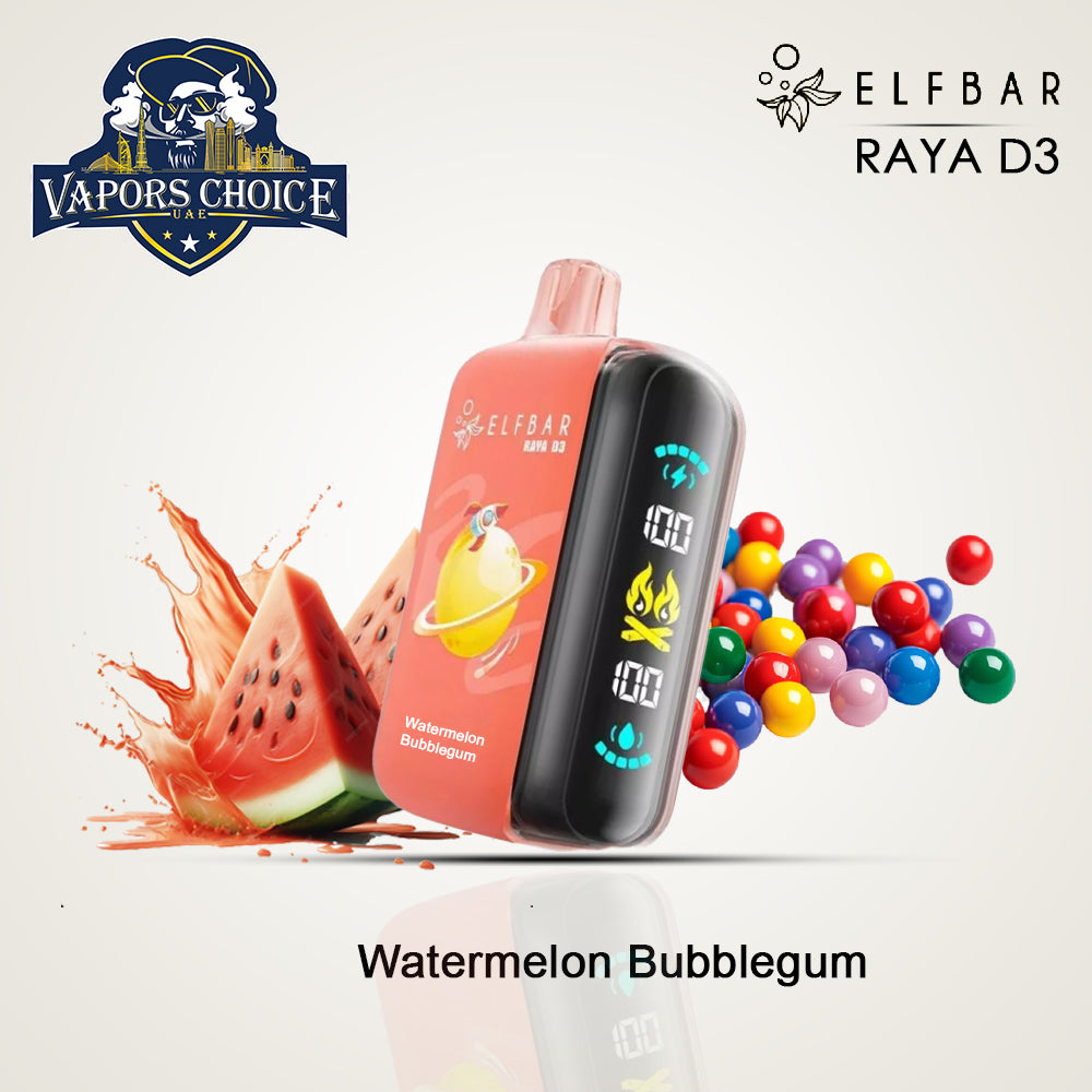 ELFBAR RAYA D3 (50mg) 25K PUFFS DISPOSABLE VAPE Watermelon Bubblegum UAE Abu Dhabi