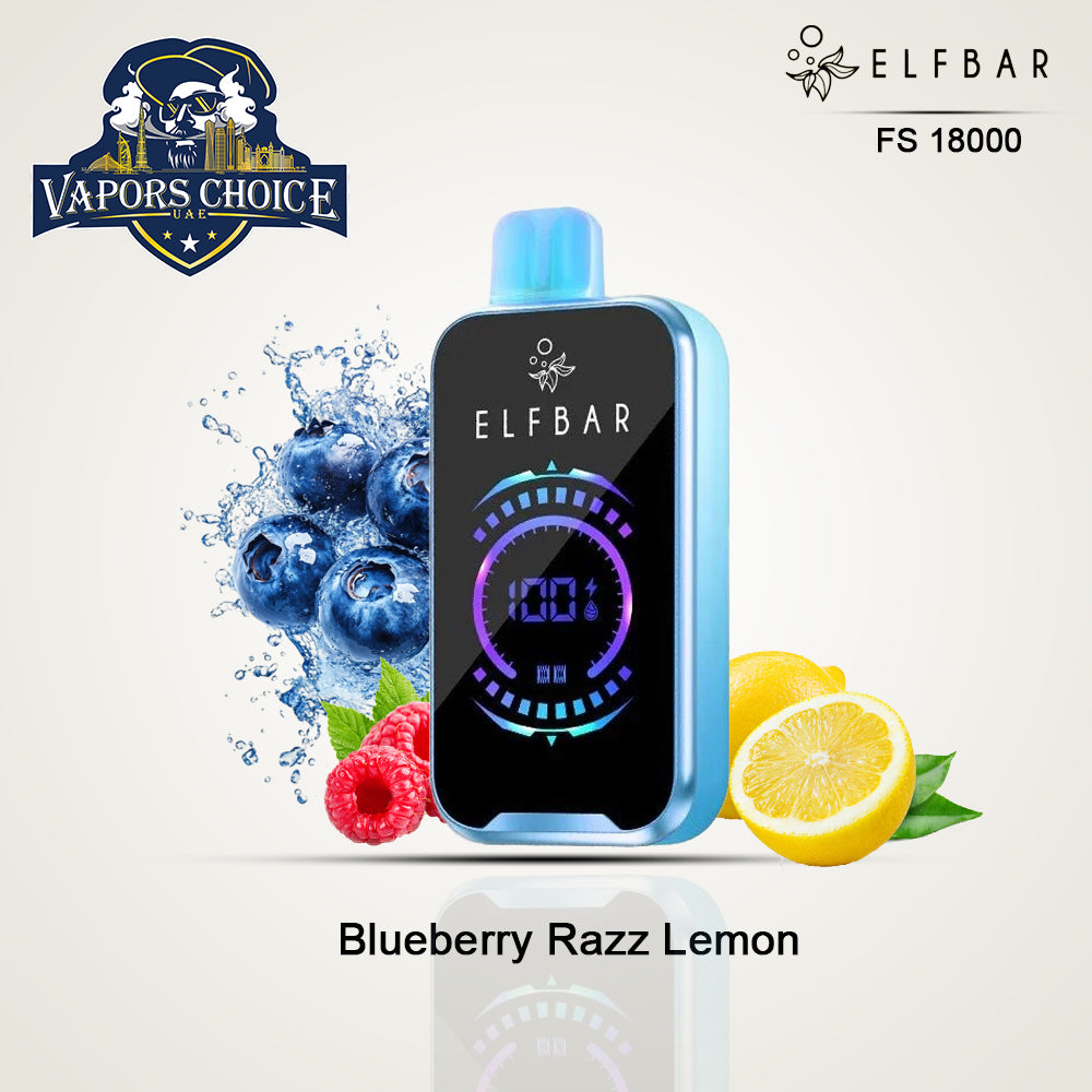 ELF BAR FS18000 PUFFS - (50mg) DISPOSABLE VAPE Blueberry Razz Lemon UAE Abu Dhabi 
