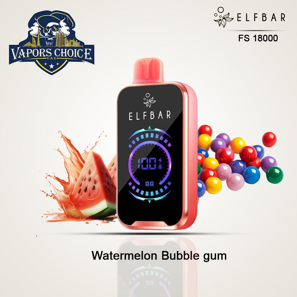ELF BAR FS18000 PUFFS - (50mg) DISPOSABLE VAPE Watermelon Bubblegum UAE Abu Dhabi