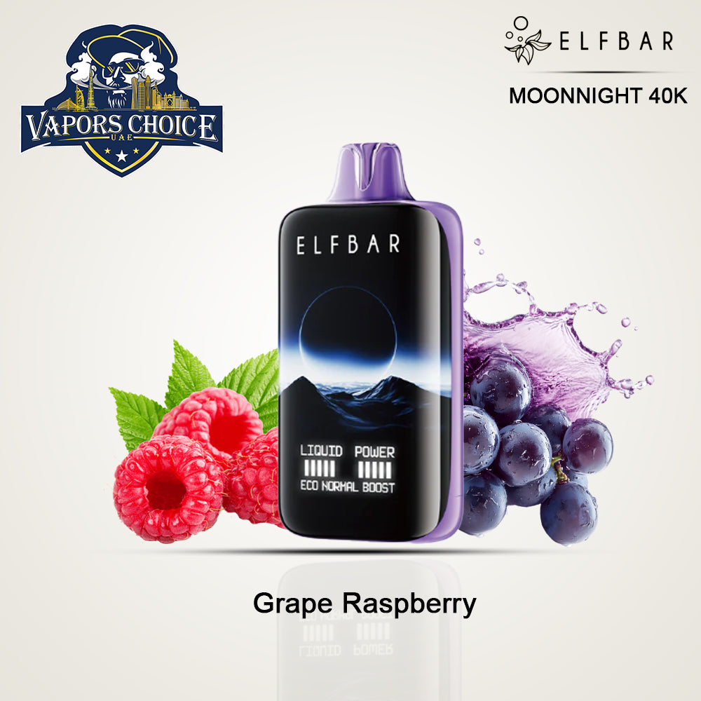 ELF BAR MOONNIGHT 40K PUFFS-DISPOSABLE VAPE Grape Raspberry UAE Abu Dhabi
