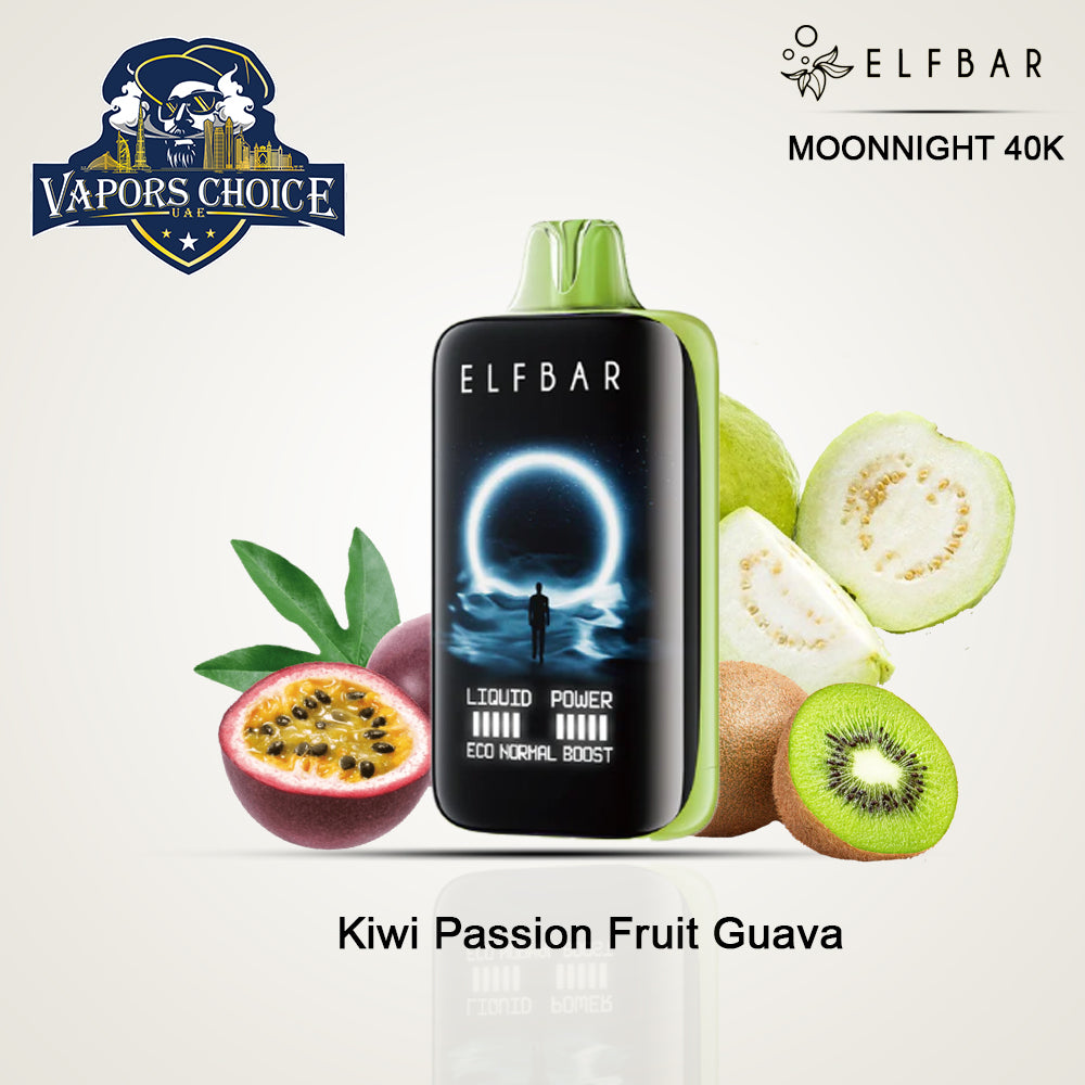 ELF BAR MOONNIGHT 40K PUFFS-DISPOSABLE VAPE Kiwi Passion Fruit Guava UAE Abu Dhabi