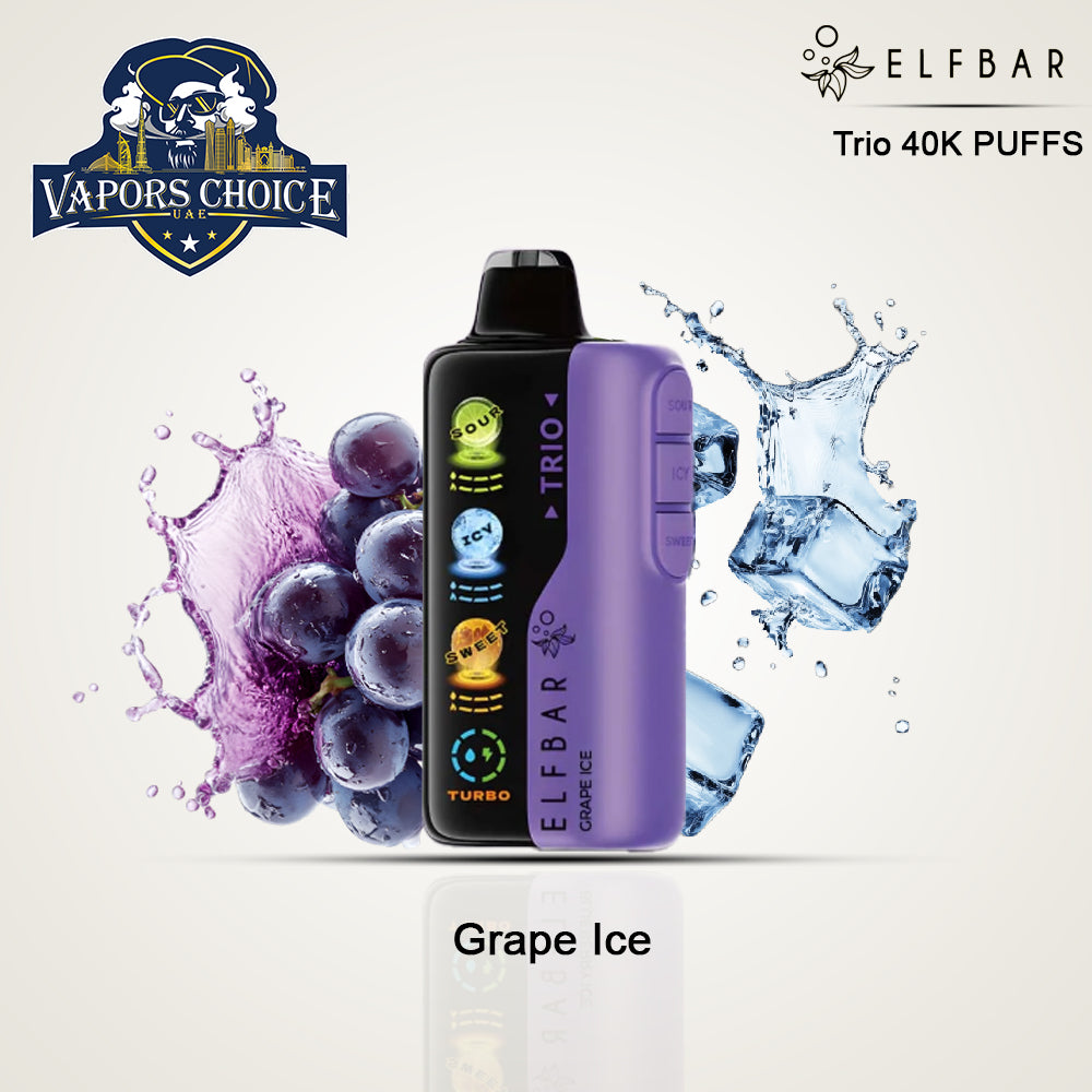 ELF BAR Trio 40K Puffs Disposable Vape Grape Ice UAE Abu Dhabi & Dubai