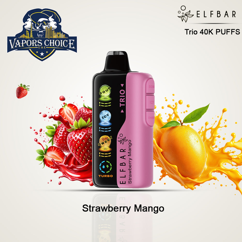 ELF BAR Trio 40K Puffs Disposable Vape Strawberry Mango UAE Abu Dhabi & Fujairah