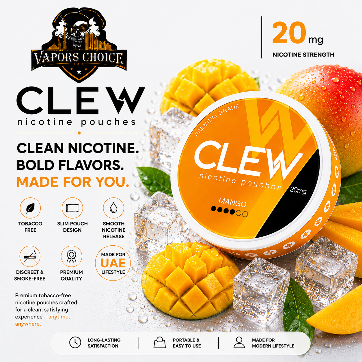 CLEW Nicotine Pouches Mango 20mg Sharjah, UAE
