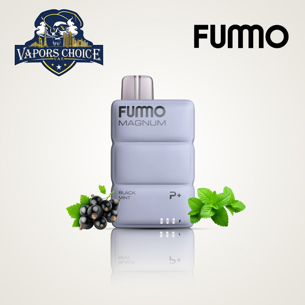 FUMMO MAGNUM (20mg) 8000 PUFFS ESMA DISPOSABLE VAPE (non-rechargeable) Black Mint UAE Dubai
