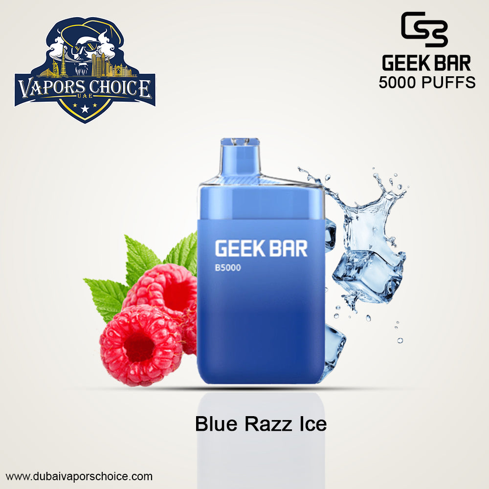 GEEK BAR B5000 (0, 20 & 50mg) RECHARGEABLE DISPOSABLE 5000 PUFF Blue Razz Ice UAE Al Ain