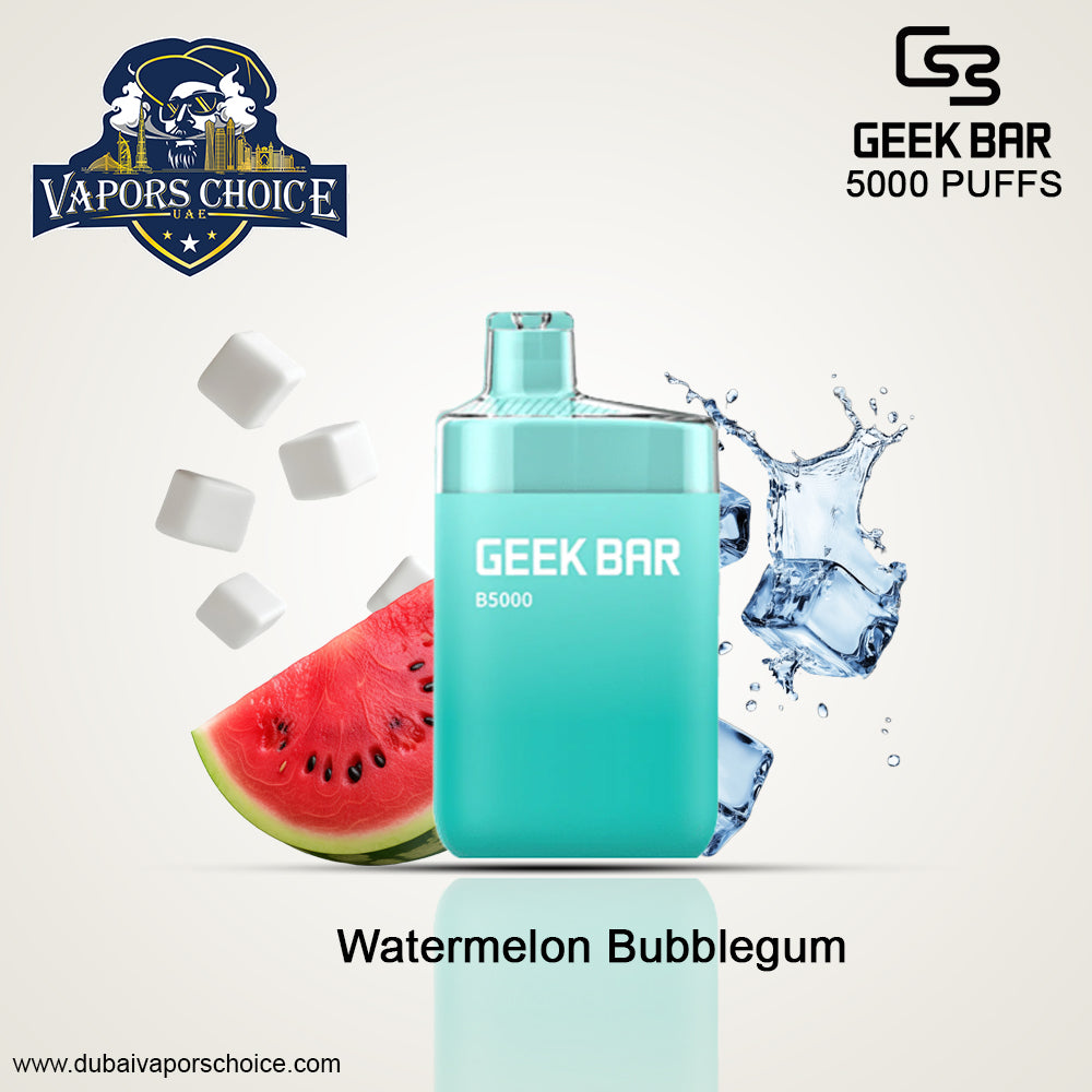 GEEK BAR B5000 (0, 20 & 50mg) RECHARGEABLE DISPOSABLE 5000 PUFF Watermelon Bubblegum UAE Abu Dhabi Al Ain