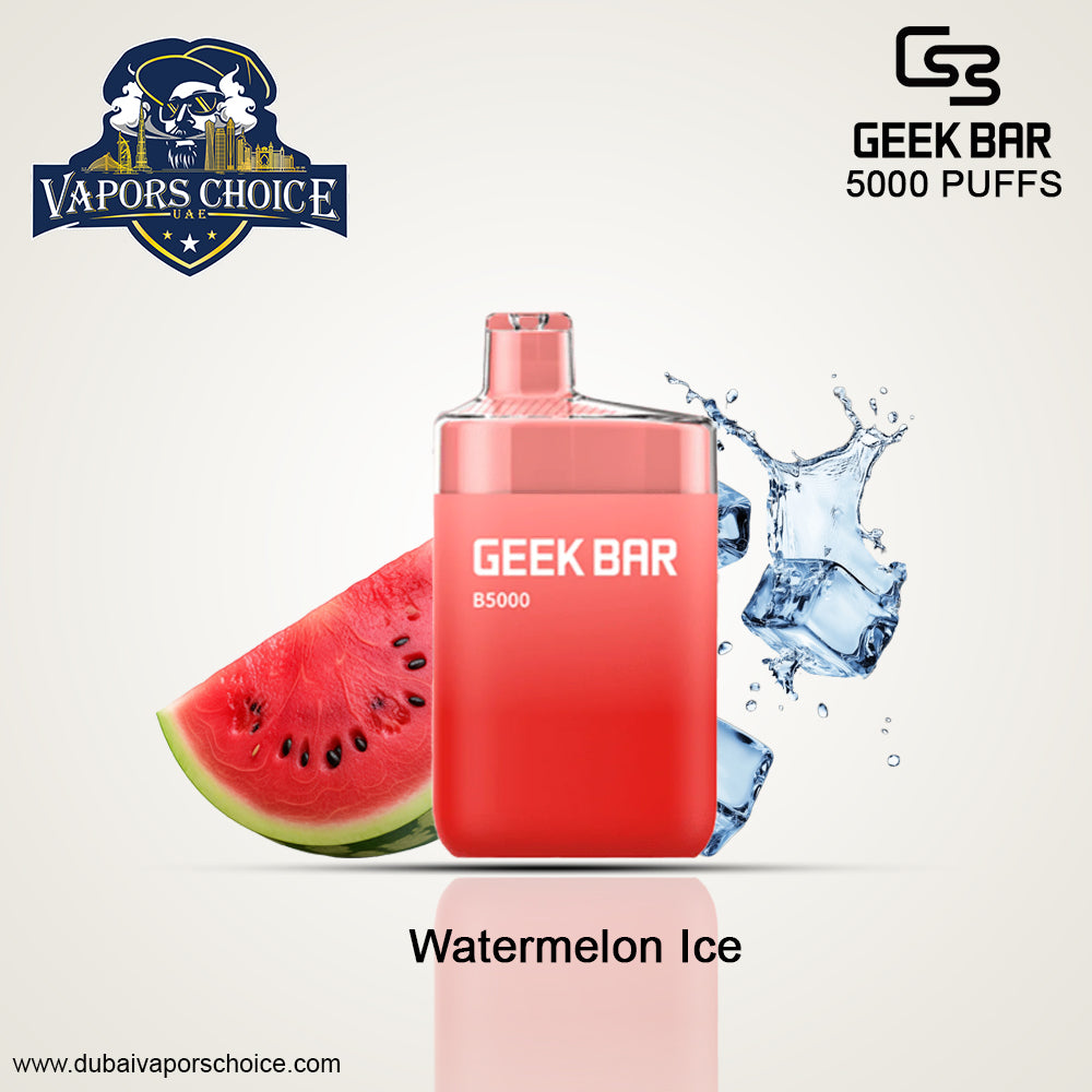 GEEK BAR B5000 (0, 20 & 50mg) RECHARGEABLE DISPOSABLE 5000 PUFF Watermelon Ice Abu Dhabi Ajman