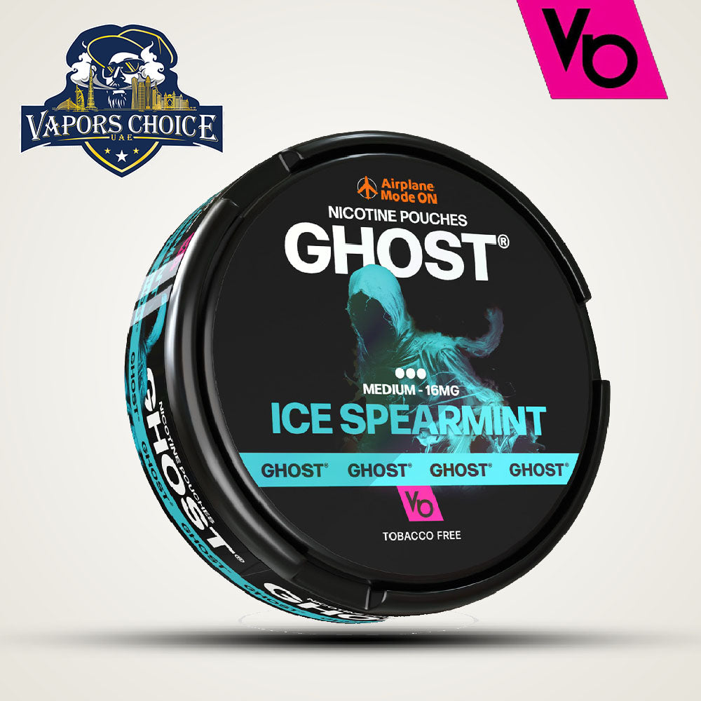 Vapes Bar Ghost Nic Pouches  (16mg & 25mg) Ice Spearmint Medium 16mg UAE Dubai & Sharja