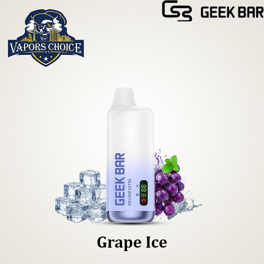GEEK BAR MELOSO ULTRA (50mg & 20mg) 10000 PUFFS - DISPOSABLE VAPE FROM GEEK BAR & Grape Ice & UAE & Fujairah