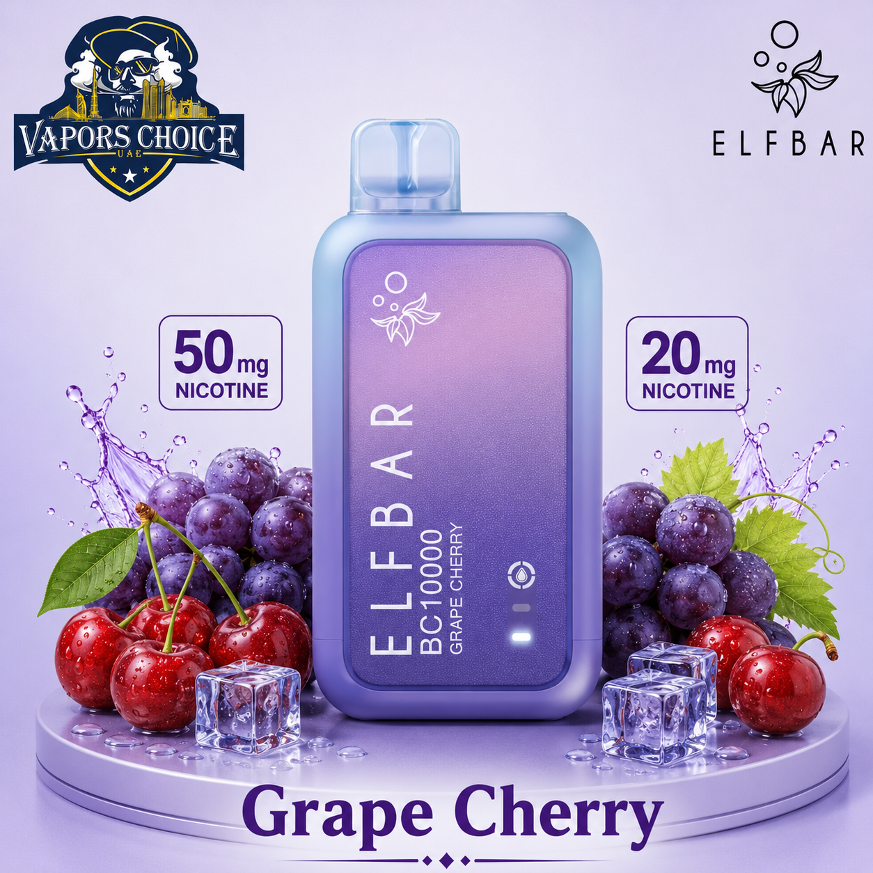ELFBAR BC10000 _ 10,000 Puffs – 20mg & 50mg DISPOSABLE VAPE & Grape Cherry & UAE & Sharjah