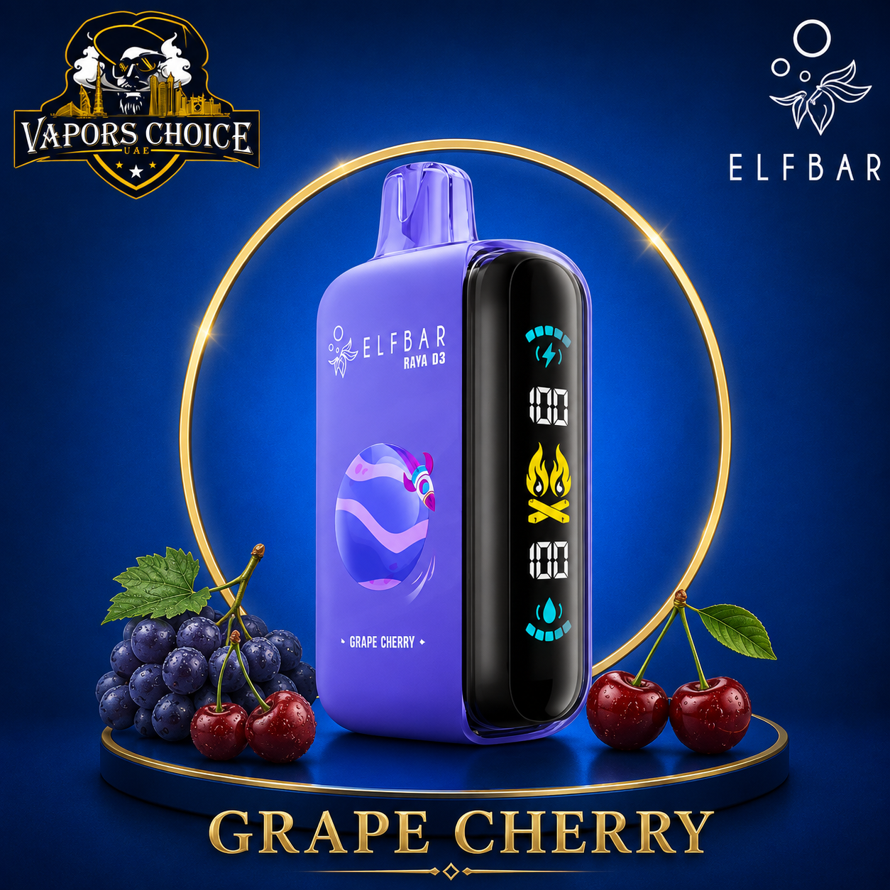 ELFBAR RAYA D3  25000 puffs -25K- Puffs 50mg Disposable Vape & Grape Cherry & UAE & Dubai