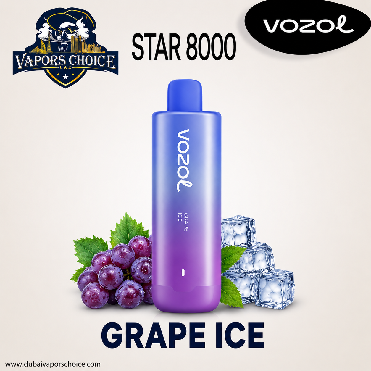 Vozol Star 8000 Puffs Disposable Vape 5% & Grape Ice & UAE &  Ajman
