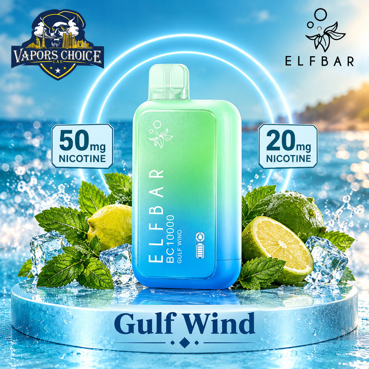 ELF BAR BC10000 Puffs Disposable Vape (20mg & 50mg) & Gulf Wind & UAE & Ras Al Khaimah
