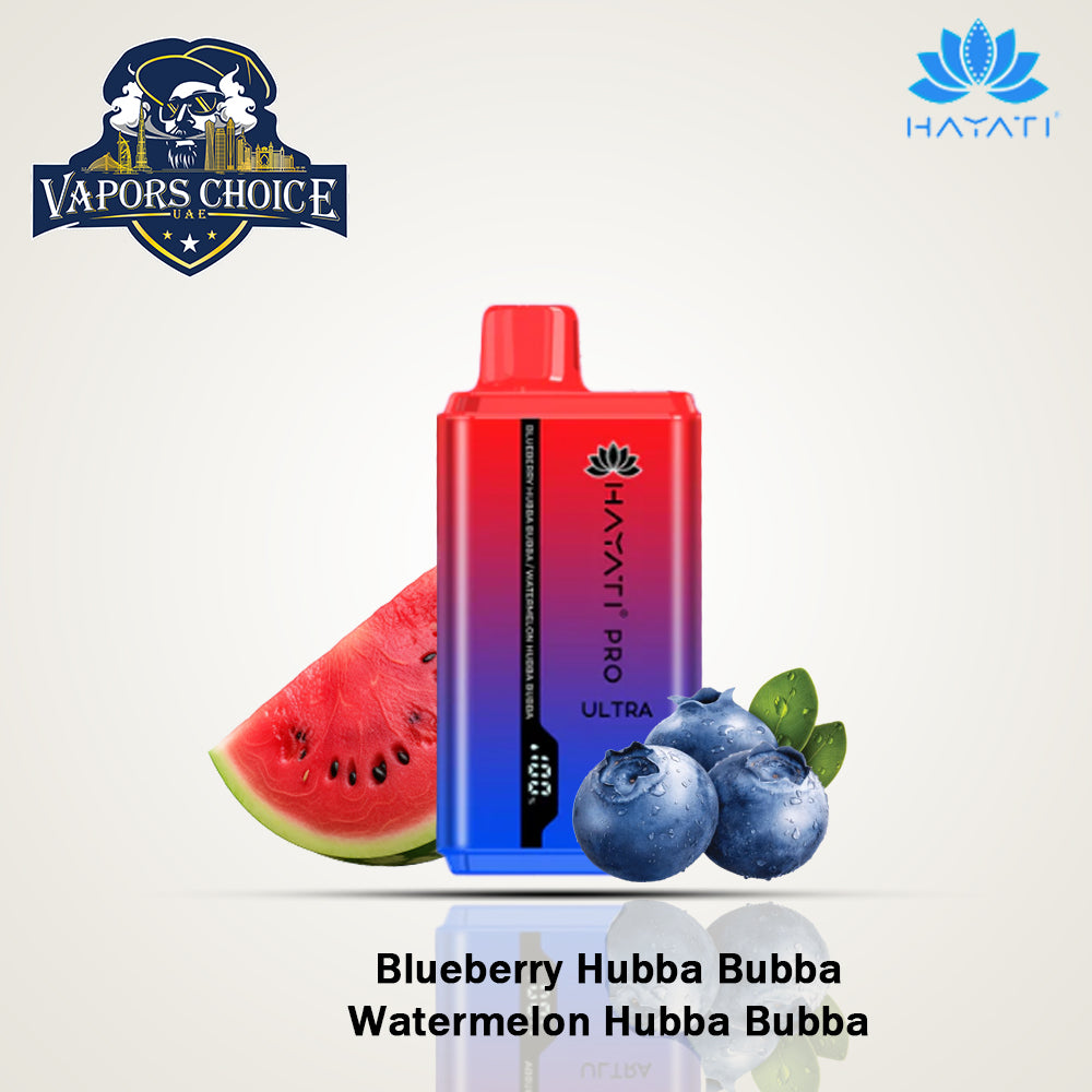 HAYATI Pro Ultra (20mg) 15000 PUFFS - DISPOSABLE VAPE (Double E-liquid Tank) Blueberry Hubba Bubba Watermelon Hubba Bubba UAE Dubai