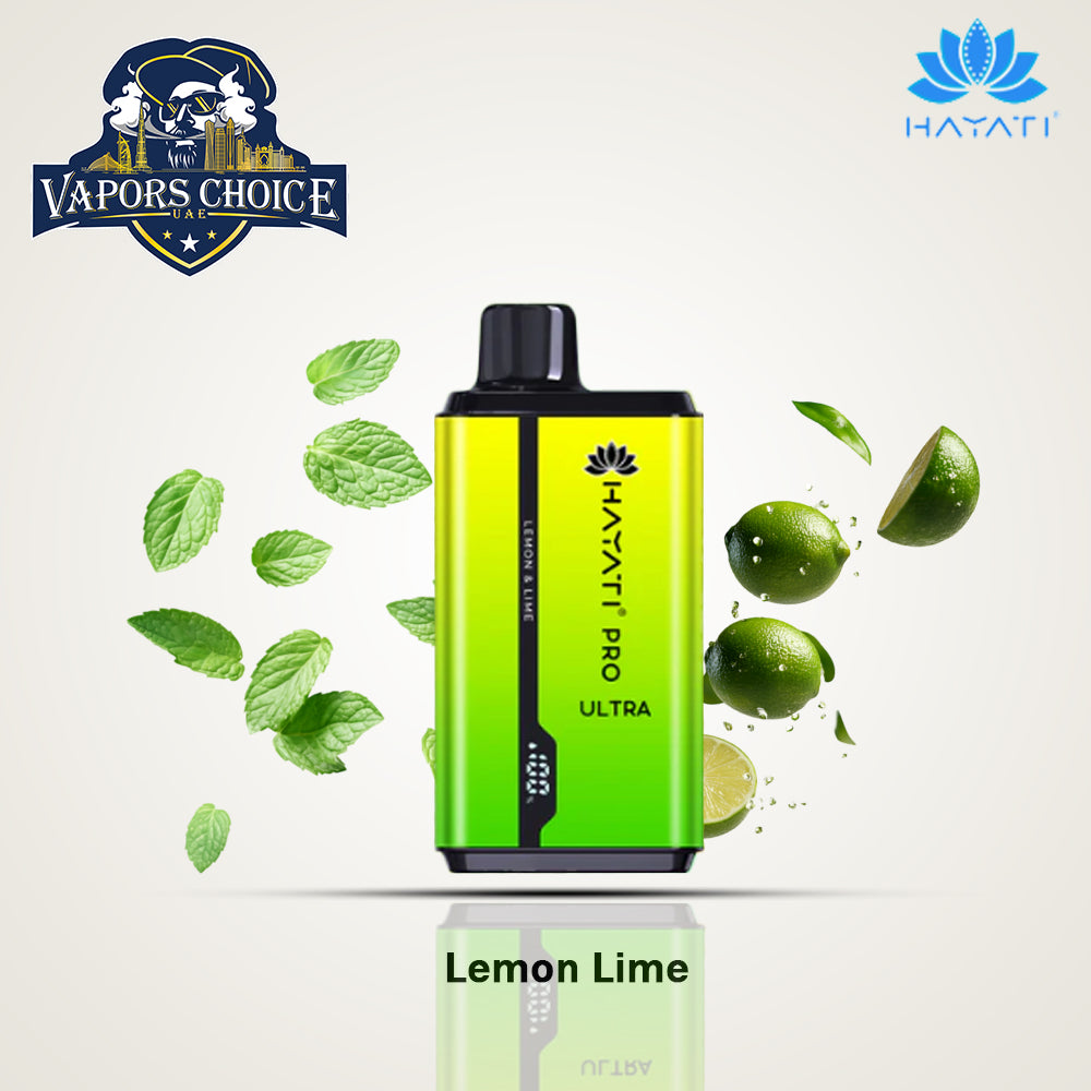 HAYATI Pro Ultra (20mg) 15000 PUFFS - DISPOSABLE VAPE (Double E-liquid Tank) Lemon Lime UAE Abu Dhabi