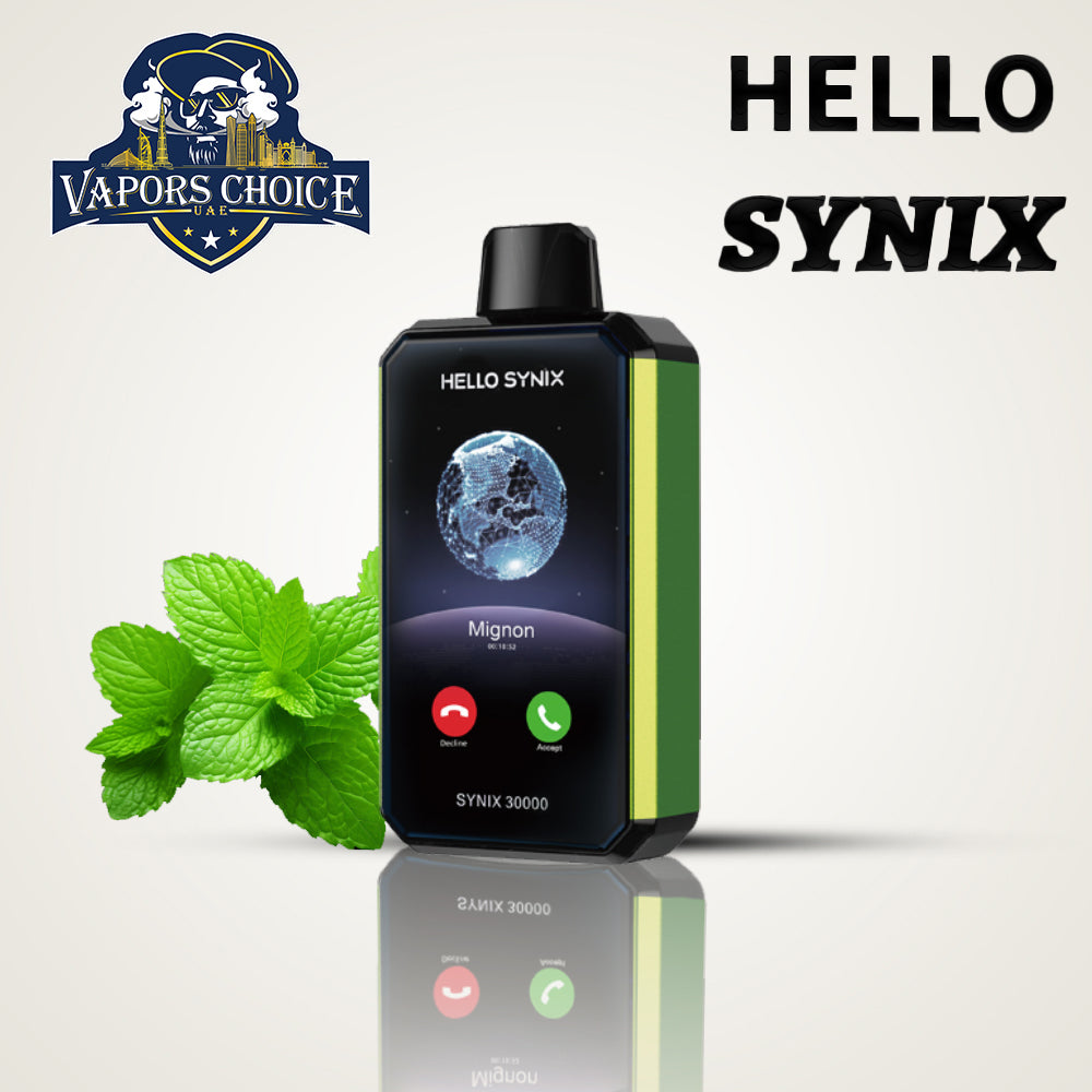 HELLO SYNIX 30000 PUFFS (50mg) SMARTPHONE DISPOSABLE VAPE AI CHAT & DISPLAY Spearmint UAE Al Ain 