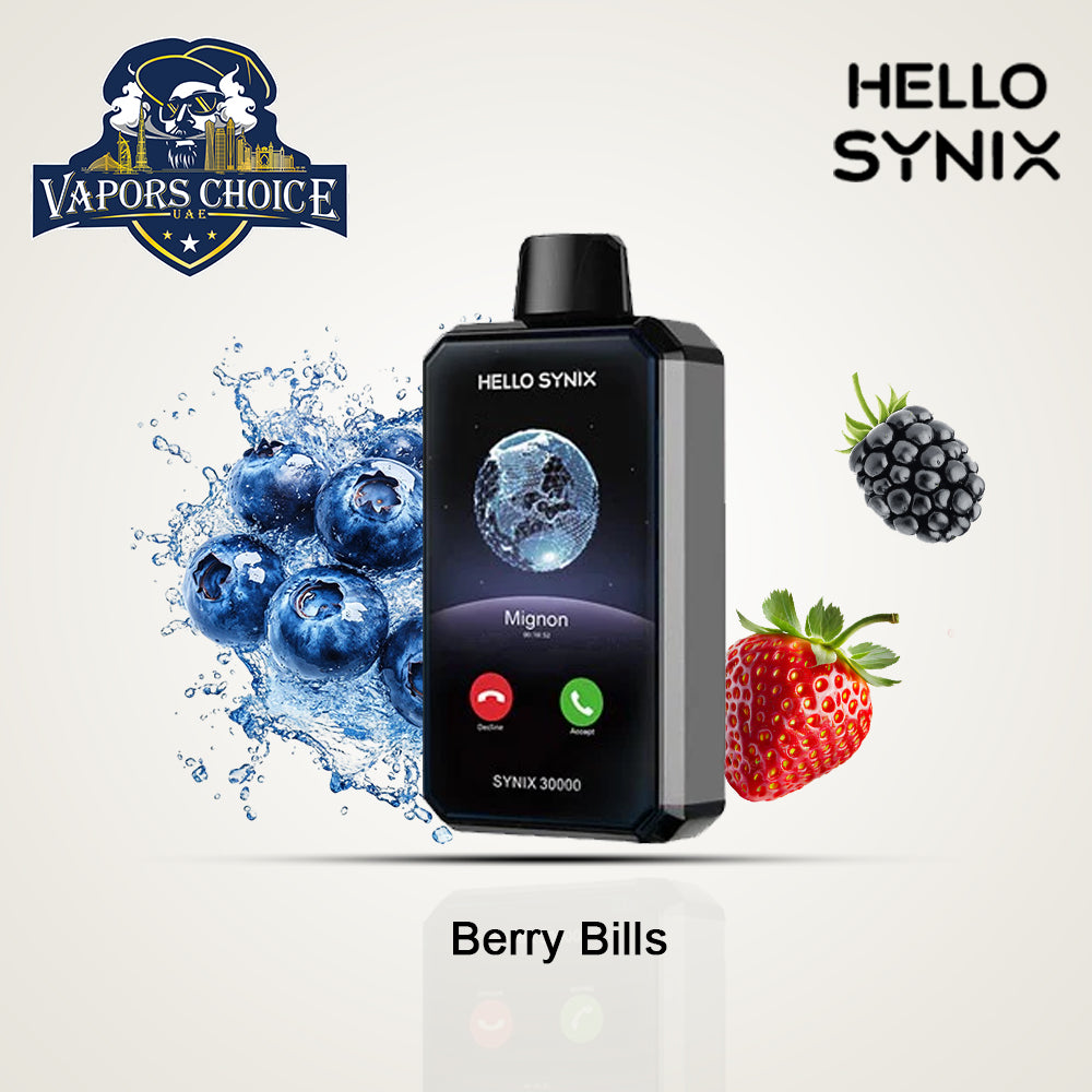 HELLO SYNIX 30000 PUFFS (50mg) SMARTPHONE DISPOSABLE VAPE AI CHAT&DISPLAY Berry Bills UAE Abu Dhabi