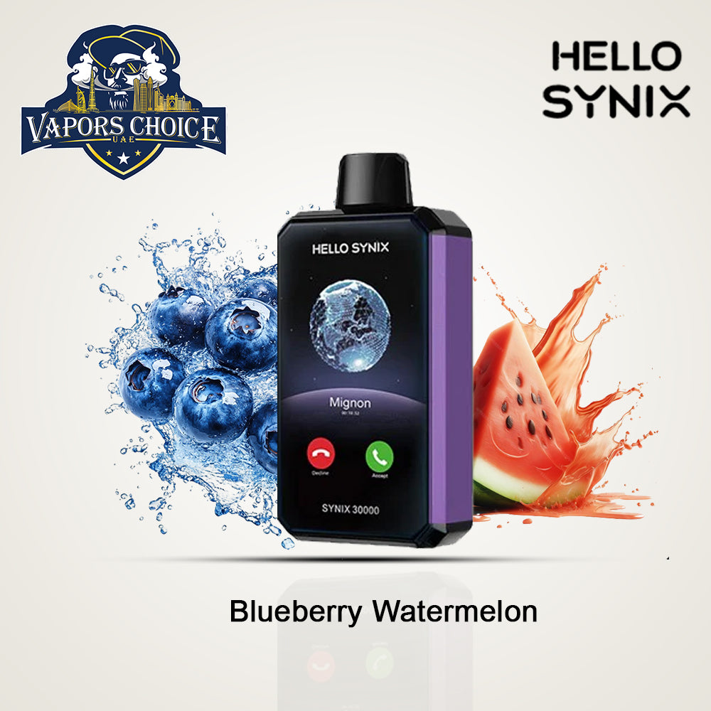 HELLO SYNIX 30000 PUFFS (50mg) SMARTPHONE DISPOSABLE VAPE AI CHAT&DISPLAY Blueberry Watermelon UAE Abu Dhabi