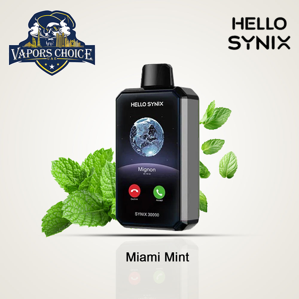 HELLO SYNIX 30000 PUFFS (50mg) SMARTPHONE DISPOSABLE VAPE AI CHAT&DISPLAY Miami Mint UAE Abu Dhabi