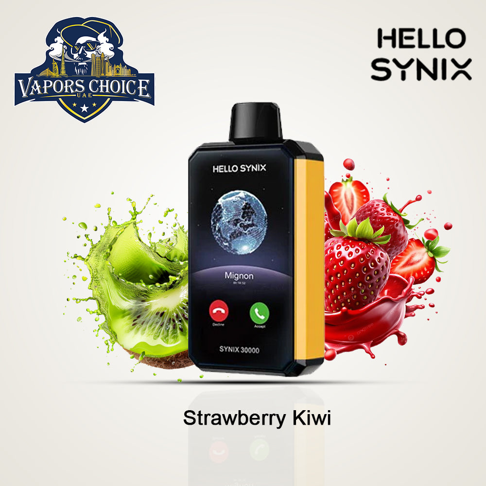 HELLO SYNIX 30000 PUFFS (50mg) SMARTPHONE DISPOSABLE VAPE AI CHAT&DISPLAY Strawberry Kiwi UAE ABu Dhabi & Ras Alkhimah