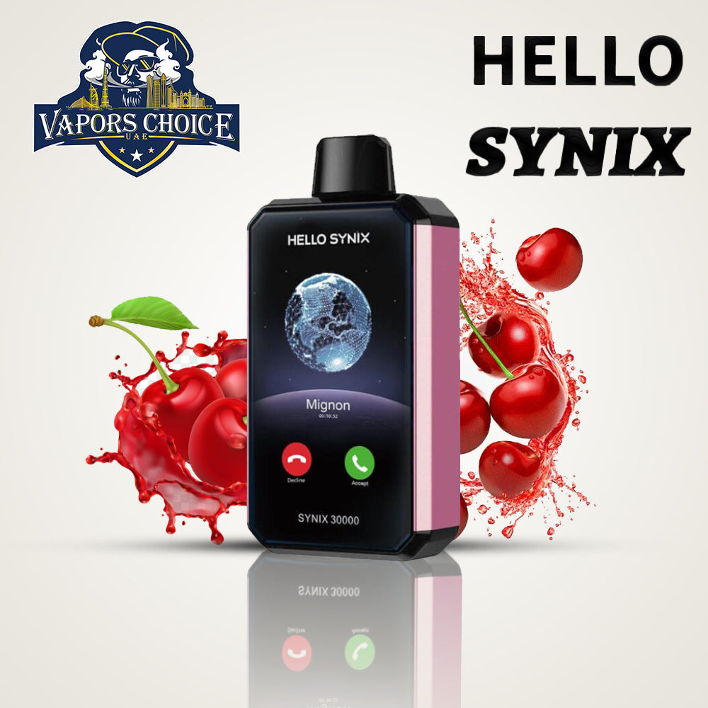 HELLO SYNIX 30000 PUFFS SMART PHONE DISPOSABLE VAPE AI CHAT & DISPLAY Cherry Twist UAE Dubai