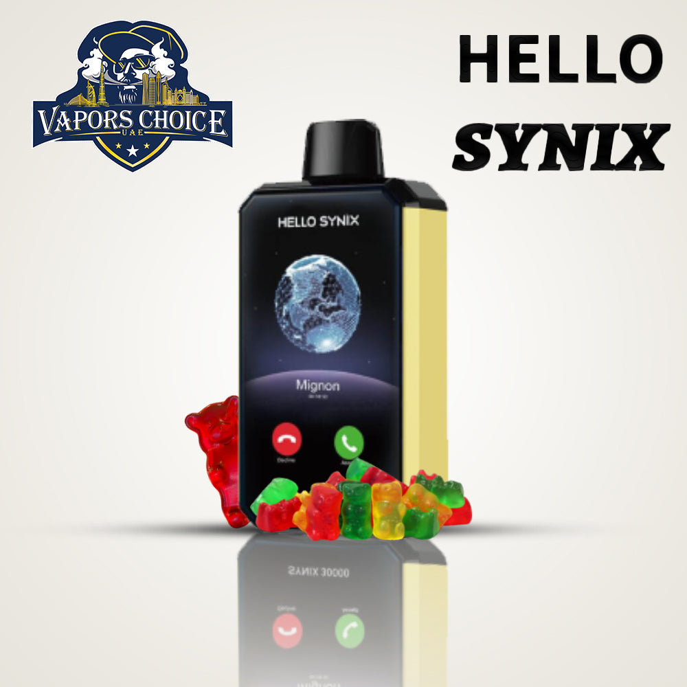 HELLO SYNIX 30000 PUFFS (50mg) SMARTPHONE DISPOSABLE VAPE AI CHAT & DISPLAY Gummy Bear UAE Ajman