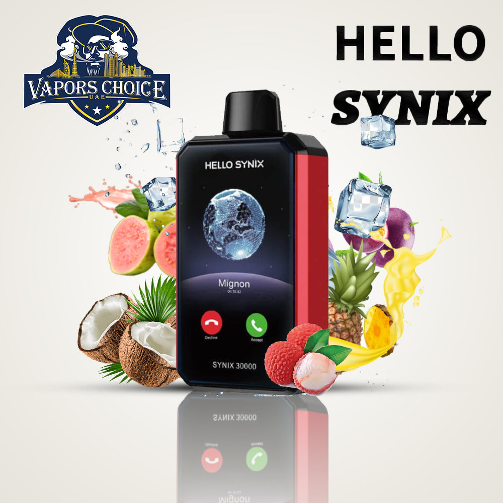 HELLO SYNIX 30000 PUFFS (50mg) SMARTPHONE DISPOSABLE VAPE AI CHAT & DISPLAY Hawaiian Shaved Ice UAE Abu Dhabi