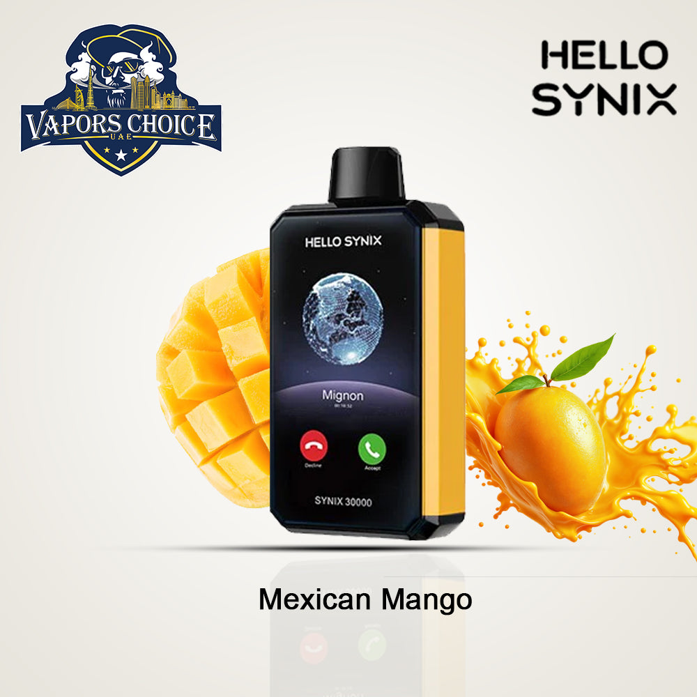 HELLO SYNIX 30K PUFFS (50mg) SMARTPHONE DISPOSABLE VAPE AI CHAT&DISPLAY Mexican Mango UAE Abu Dhabi
