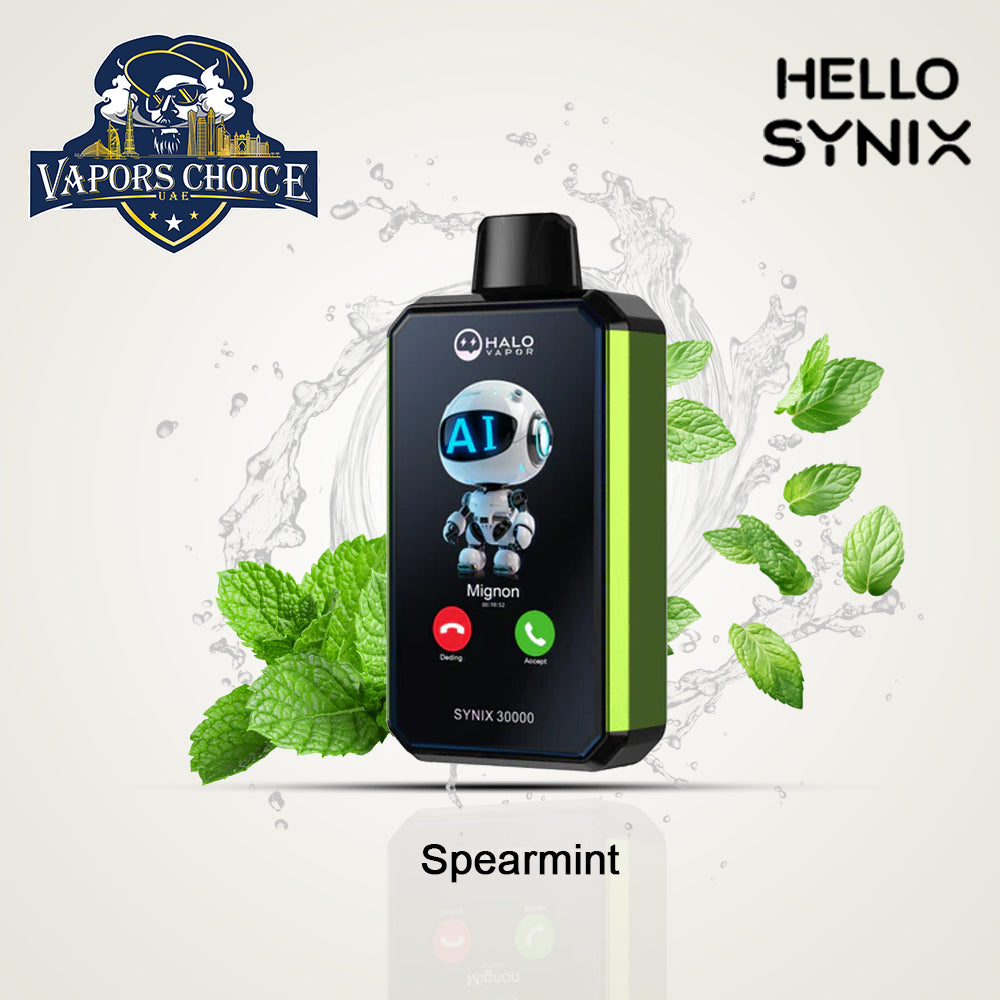 HELLO SYNIX 30K PUFFS (50mg) SMARTPHONE DISPOSABLE VAPE AI CHAT&DISPLAY Spearmint UAE Abu Dhabi