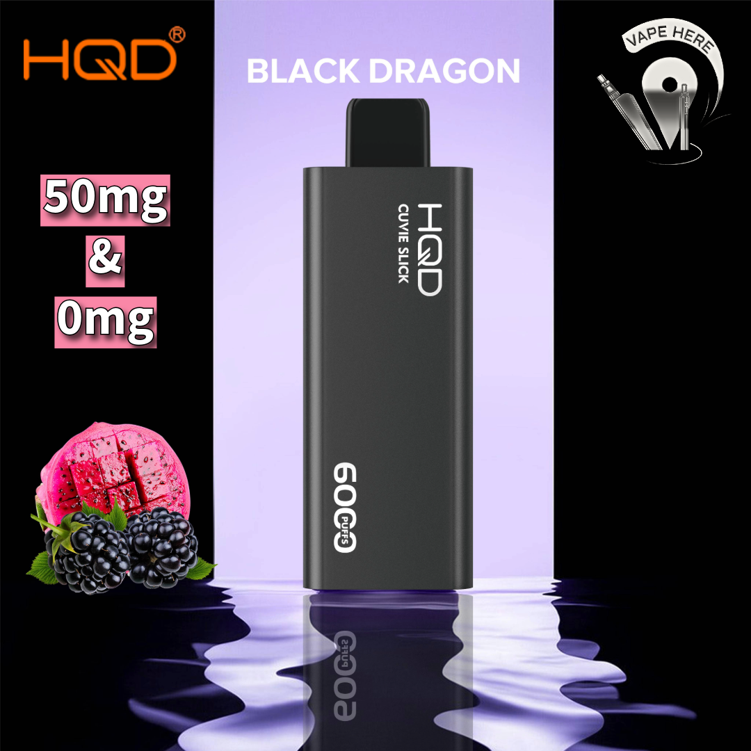 HQD CUVIE SLICK 6000 PUFFS DISPOSABLES VAPE Black Dragon 50mg & 20mg UAE Abu Dhabi