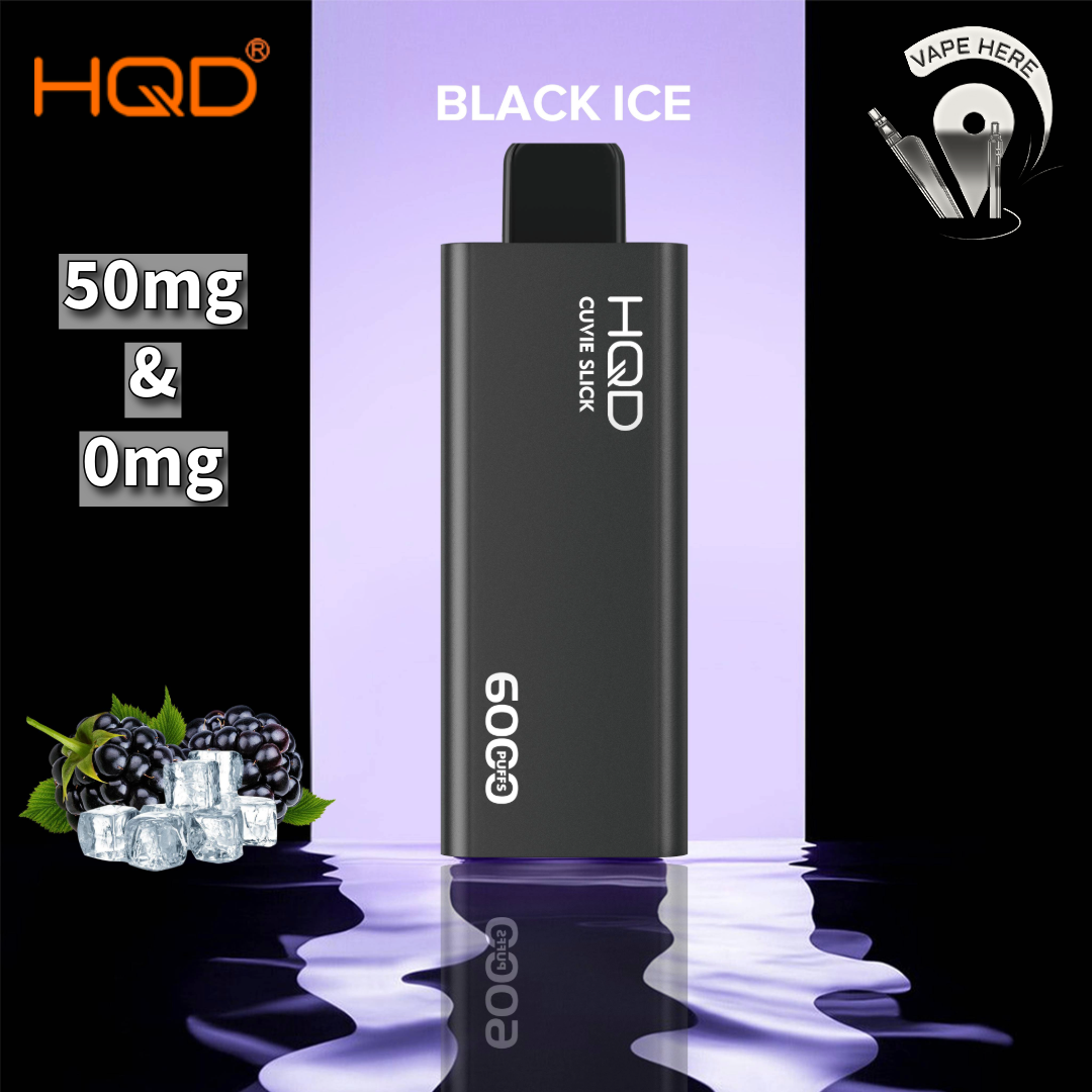 HQD CUVIE SLICK 6000 PUFFS DISPOSABLES VAPE Black Ice 50mg & 20mg UAE Dubai