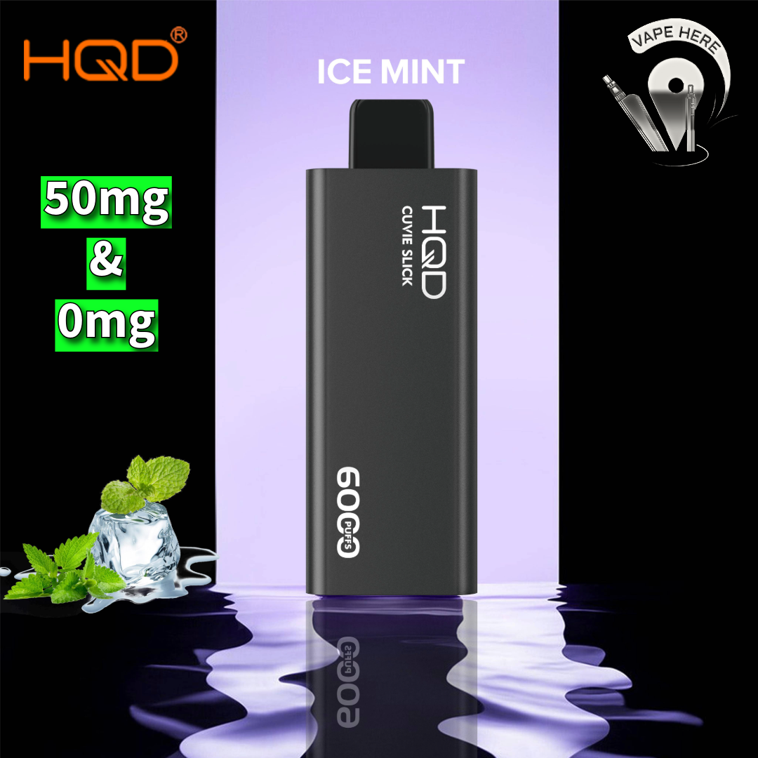 HQD CUVIE SLICK 6000 PUFFS DISPOSABLES VAPE Ice Mint 50mg & 20mg UAE Ajman