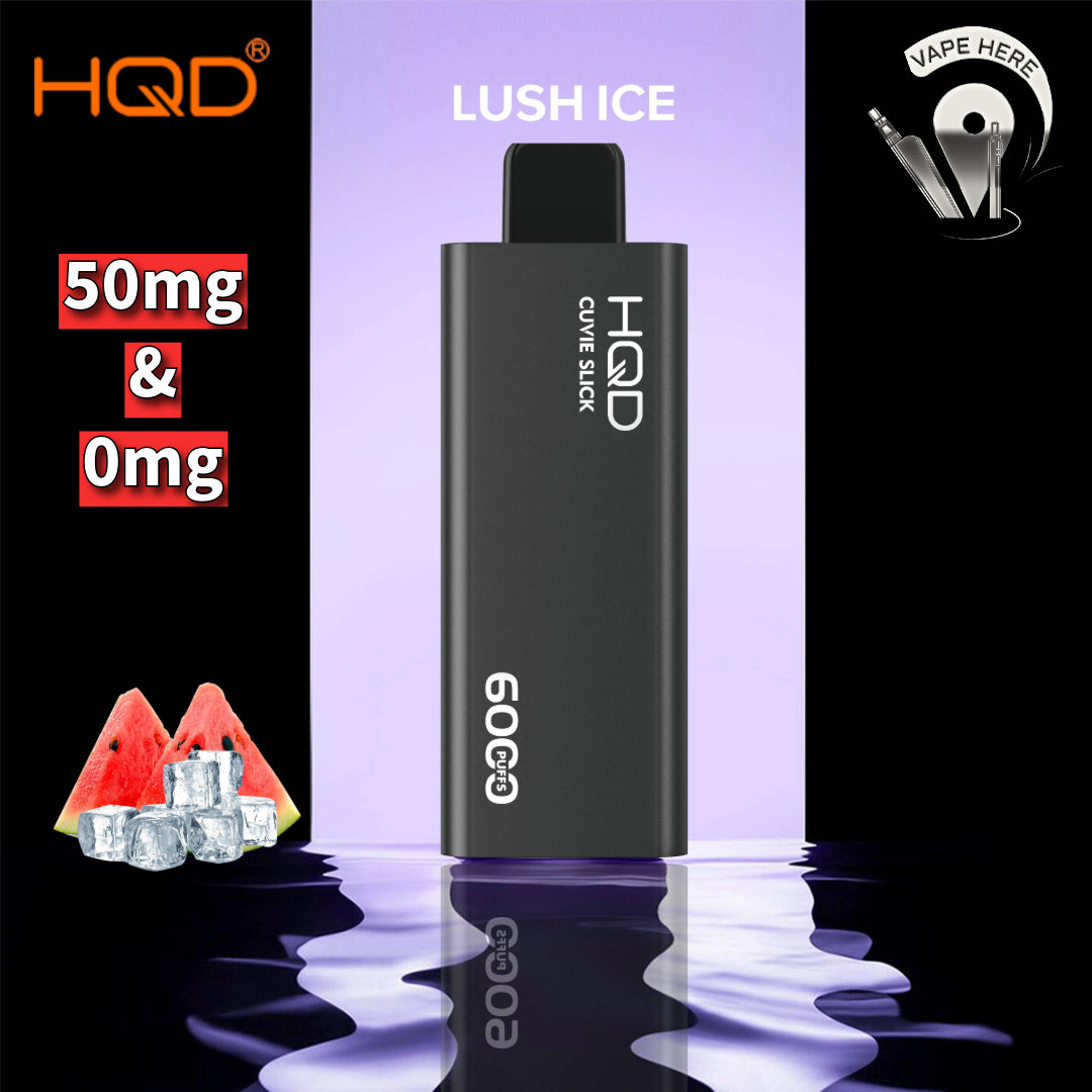 HQD CUVIE SLICK 6000 PUFFS DISPOSABLES VAPE Lush Ice 50mg & 20mg UAE Abu Dhabi