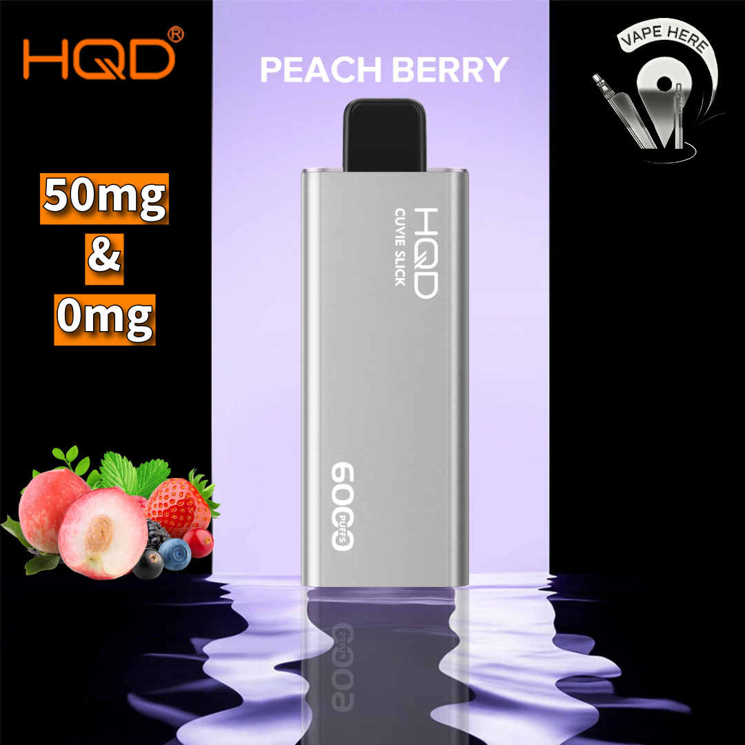 HQD CUVIE SLICK 6000 PUFFS DISPOSABLES VAPE Peach Berry 50mg & 0mg UAE Dubai