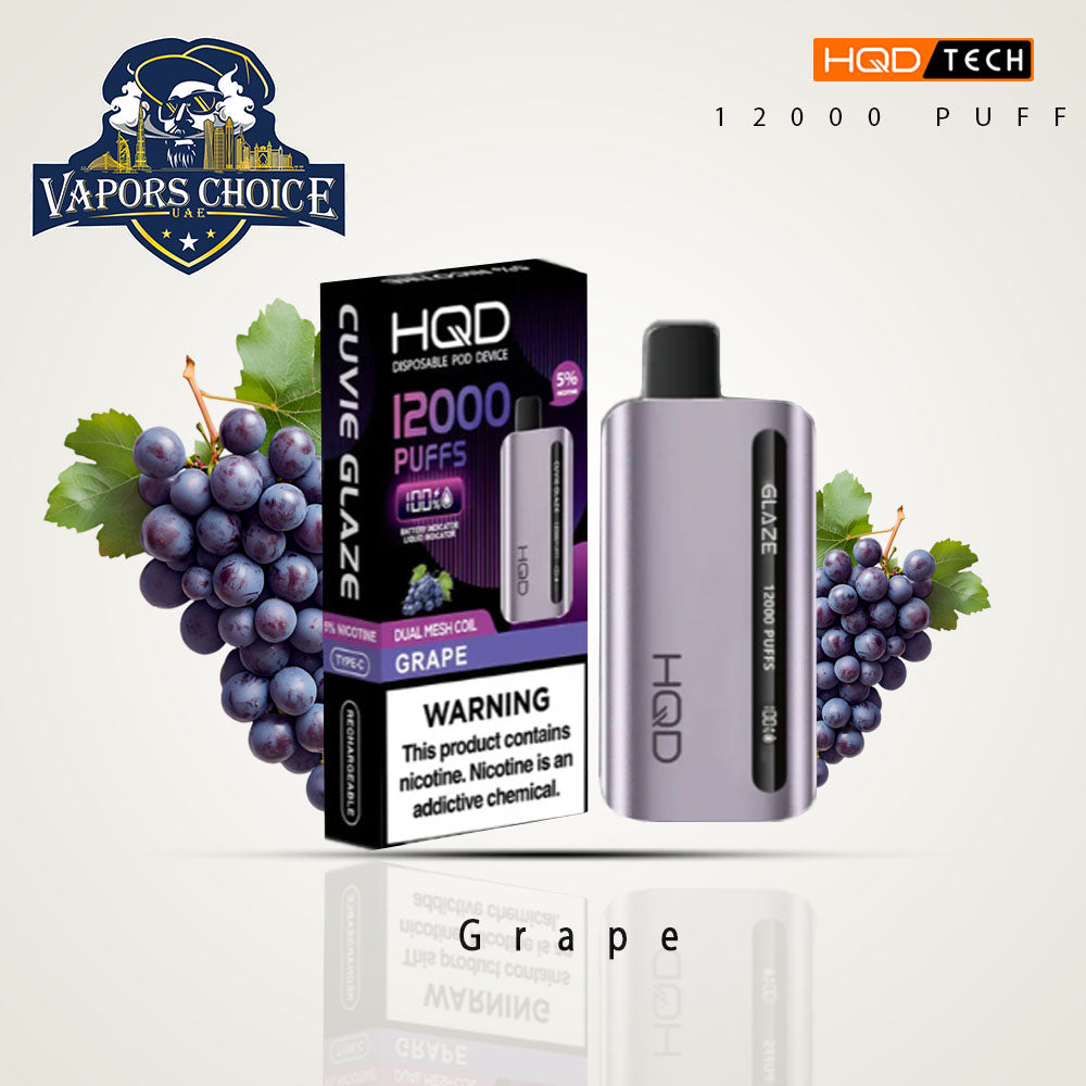 HQD CUVIE GLAZE 12000 PUFFS-DISPOSABLE VAPE Grape UAE Abu Dhabi & Fujairah