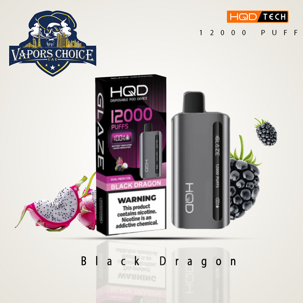 HQD CUVIE GLAZE 12000 PUFFS DISPOSABLE VAPE Black Dragon UAE Abu Dhabi